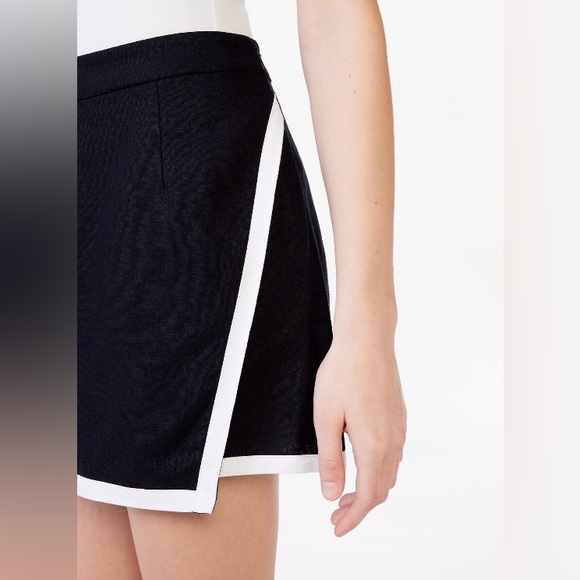 NEW Scoop Black White Wrap Front Linen Tennis Preppy Office Mini Skort Large - Picture 7 of 14